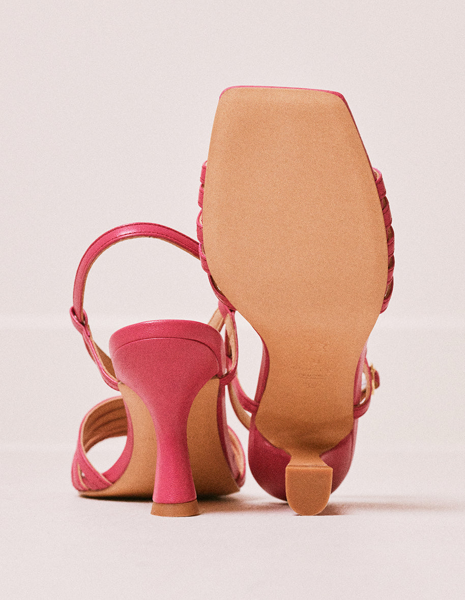 Sandale à talon en cuir fuchsia Ninon M - M.Moustache