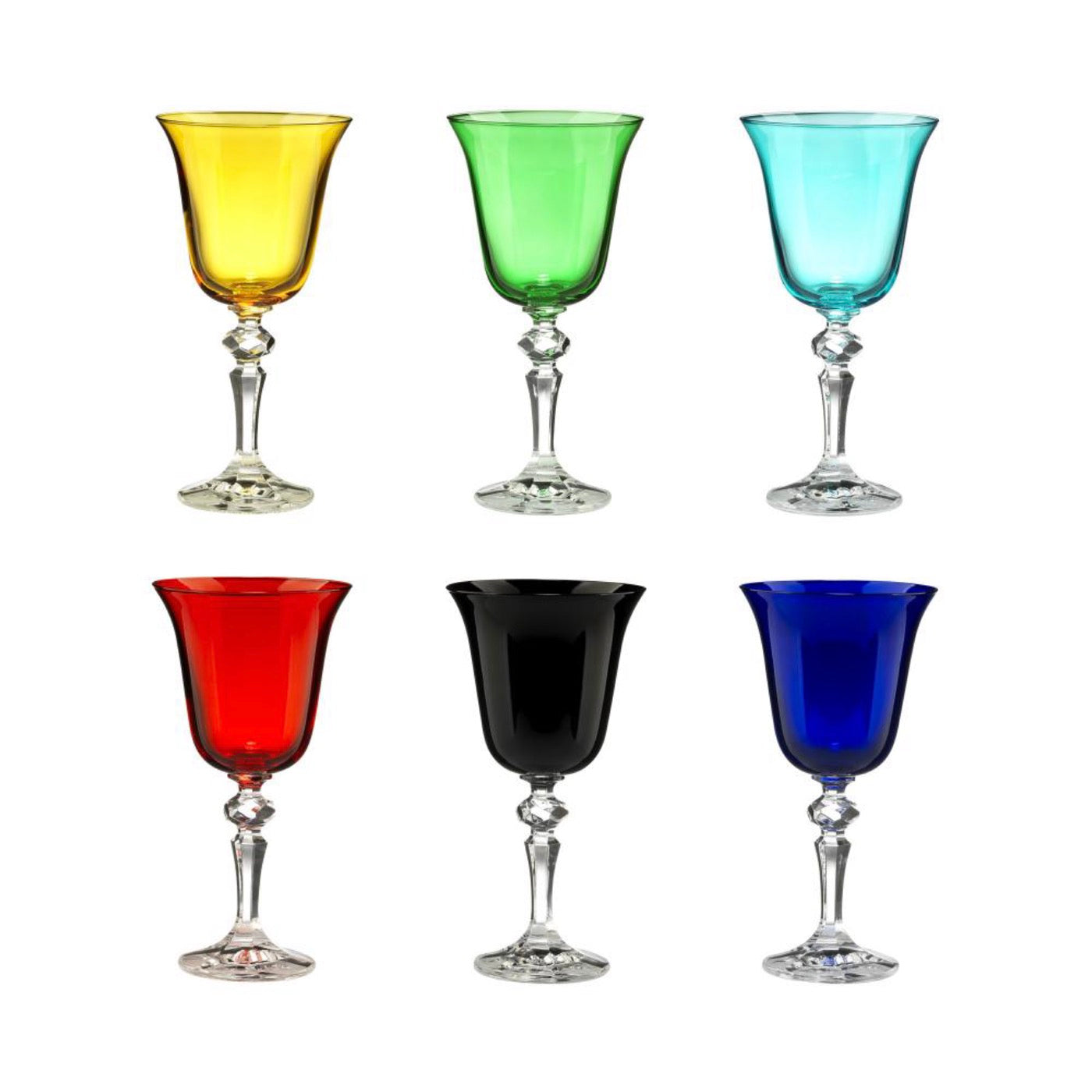 Zaccaria - Lot De 6 Verres À Eau À Pied - H18,5 Cm - Coloris Assortis