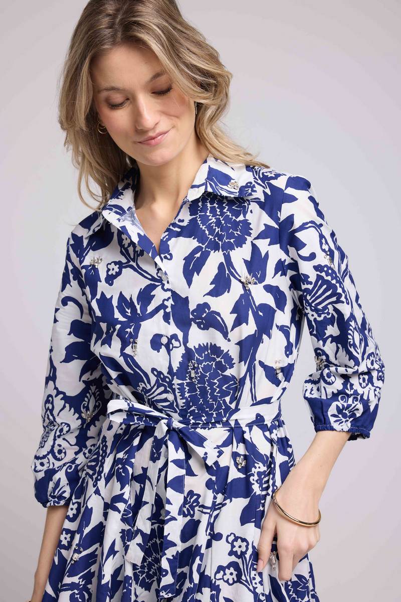 Robe Courte Manches Mi Longues - Navy