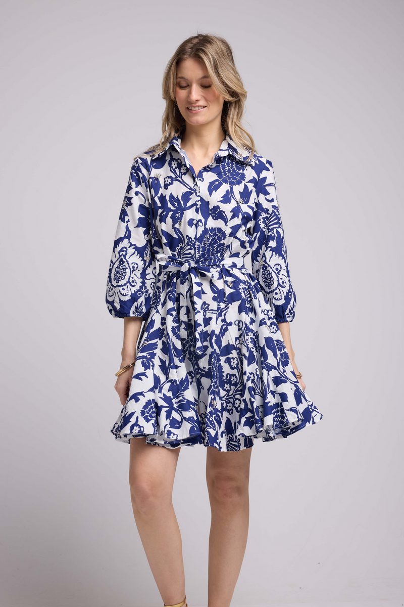 Robe Courte Manches Mi Longues - Navy