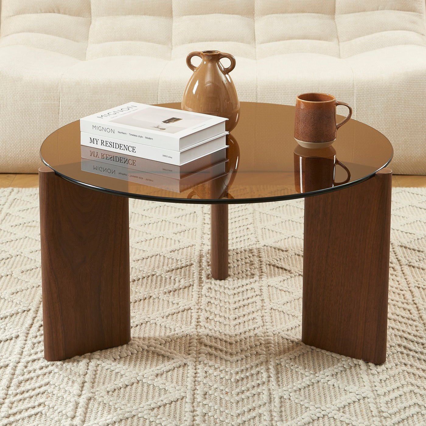 Olie - Coffee Table - Caramel And Walnut Veneer