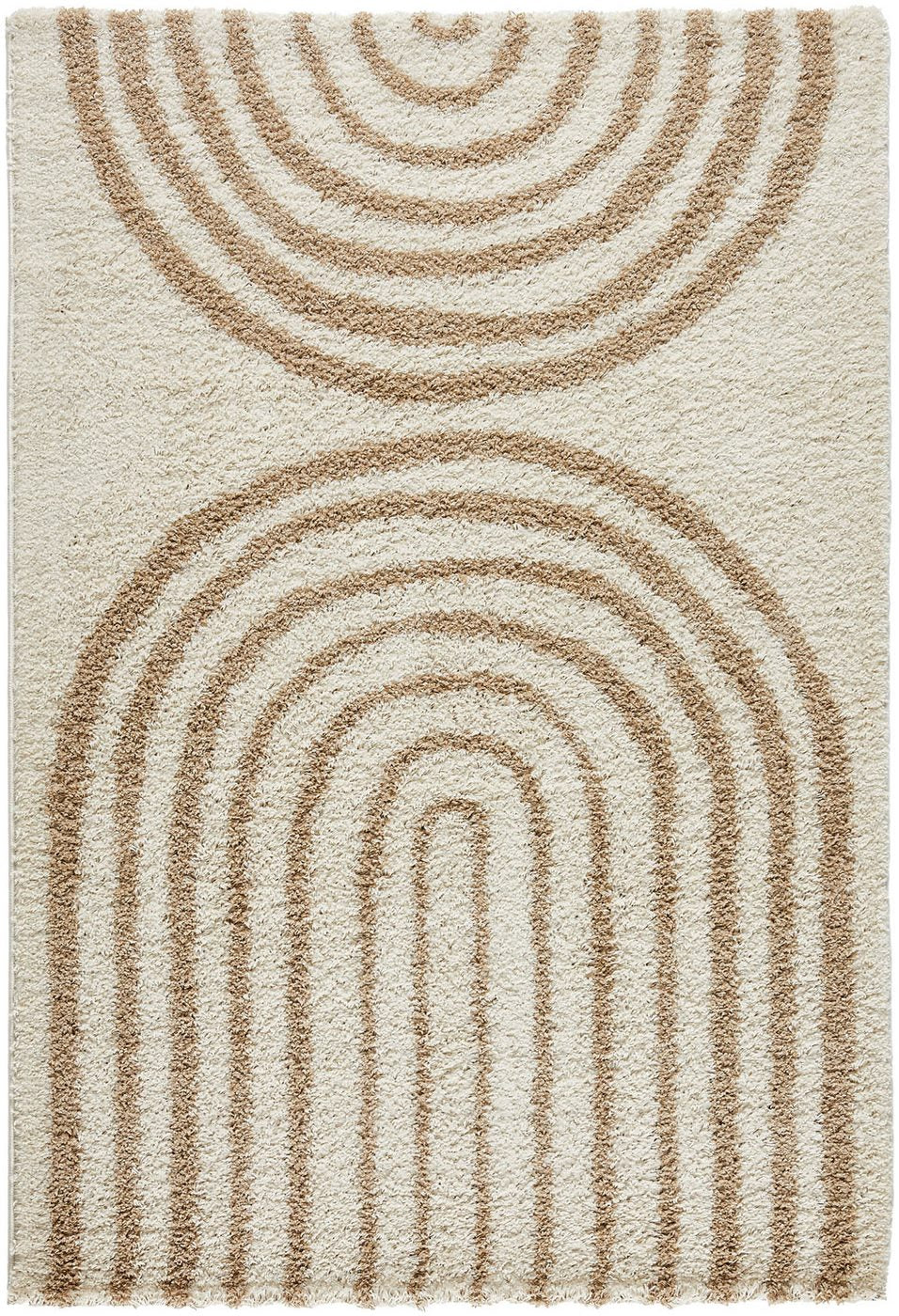 Shaggy Rug Olympe 1066 - Geometric Pattern - Beige - Indoor