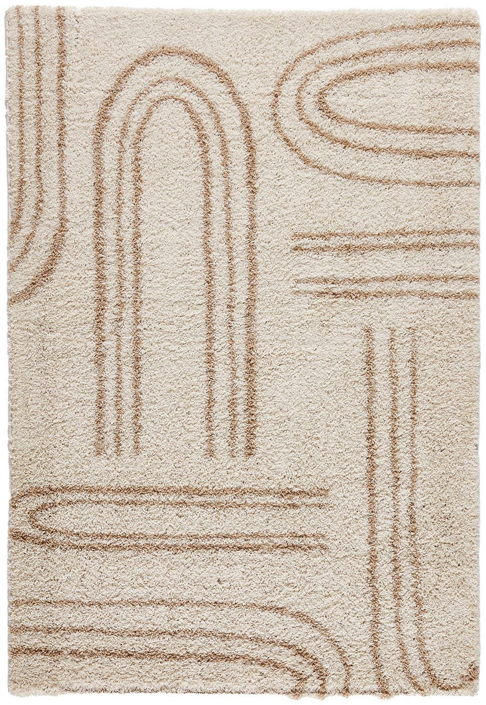 Shaggy Rug Olympe 1068 - Geometric Pattern - Beige - Indoor