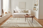 Shaggy Rug Olympe 1068 - Geometric Pattern - Beige - Indoor