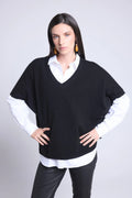 Jersey Oversize Sin Manga Cuello V Ona - Negro - Mujer