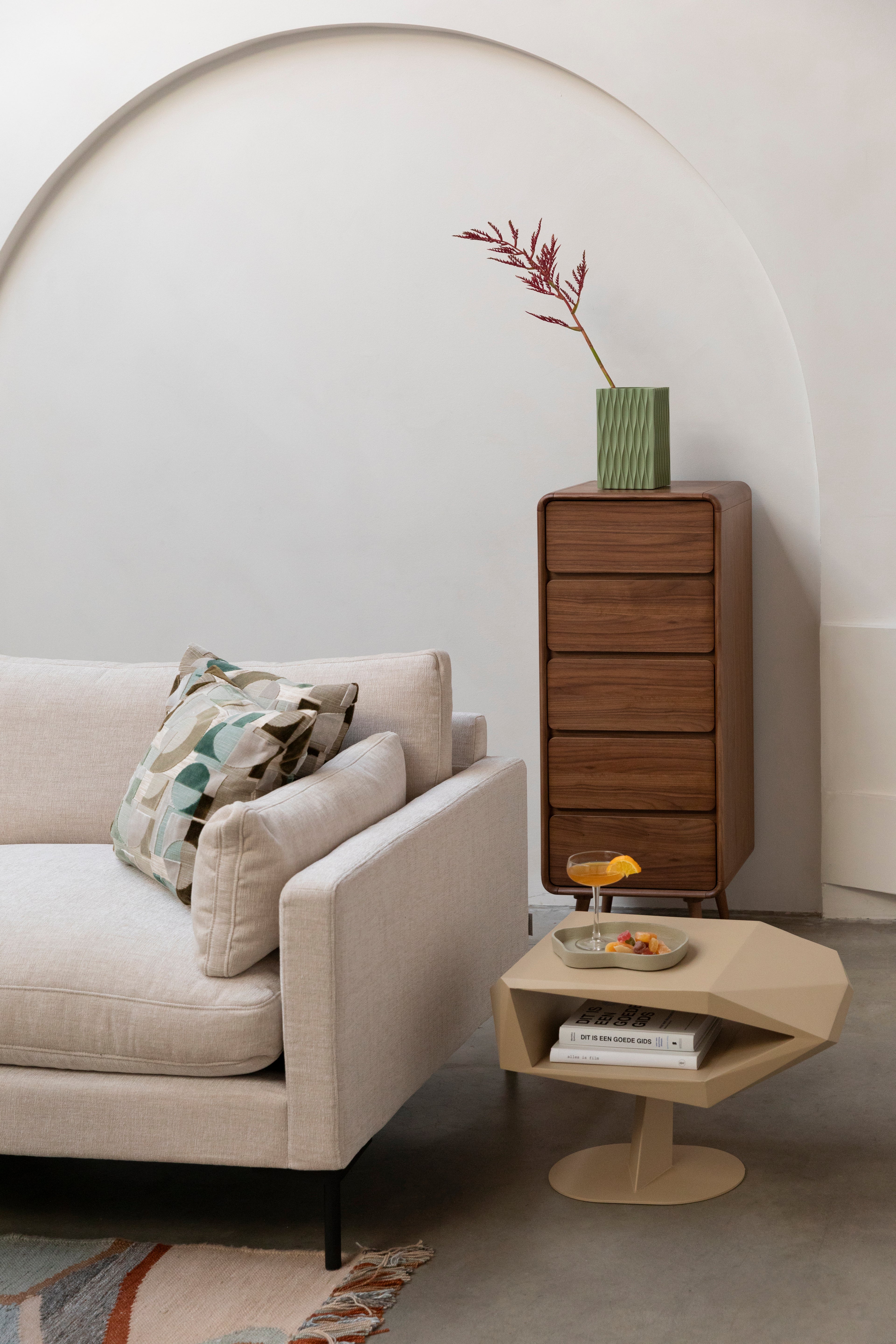 North - Table D'Appoint - Résine - Beige