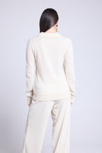 Jersey de cuello polo Opale - Blanco y dorado - Mujer