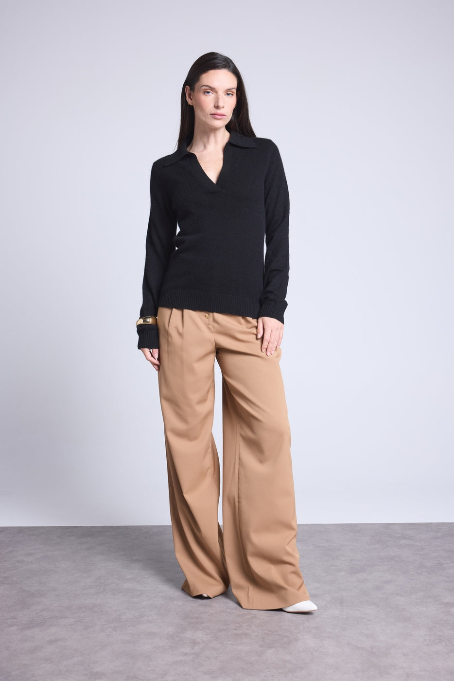 Jersey Cuello Polo Opale - Negro - Mujer