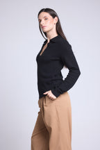 Jersey Cuello Polo Opale - Negro - Mujer