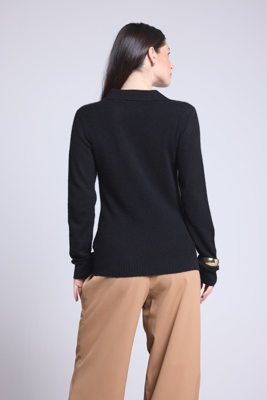Jersey Cuello Polo Opale - Negro - Mujer