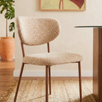 Orel - Lot De 2 Chaises - Tissu Léopard Et Pieds Métal Effet Bois - Beige