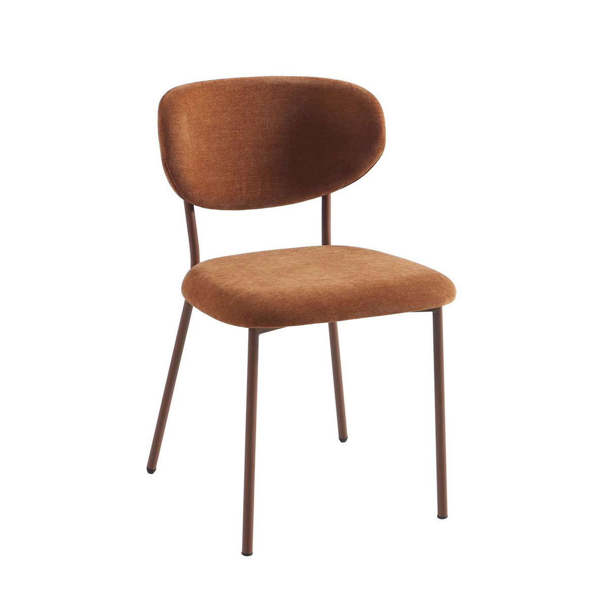 Orel - Lot De 2 Chaises - Tissu Et Pieds Métal Effet Bois - Marron