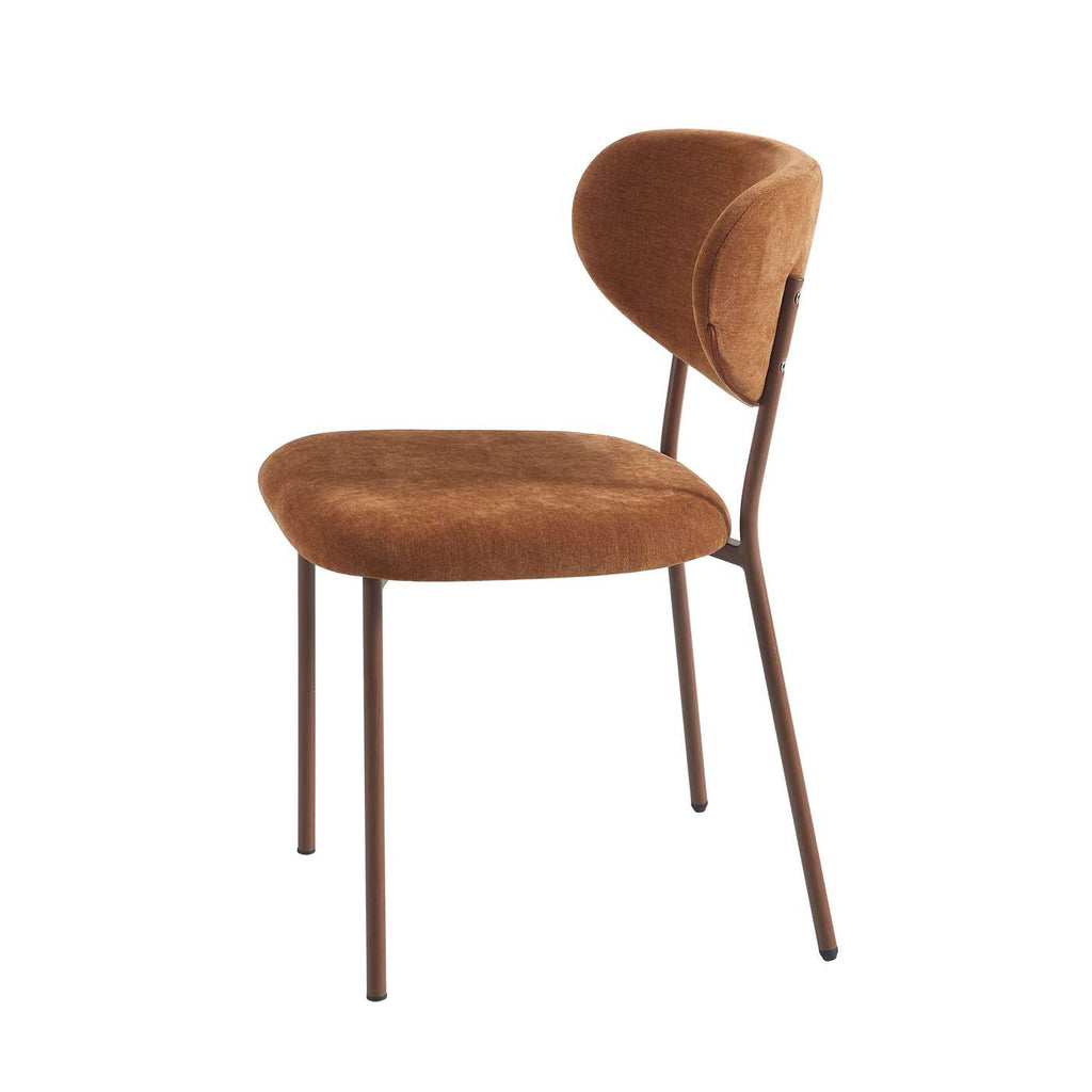 Orel - Lot De 2 Chaises - Tissu Et Pieds Métal Effet Bois - Marron