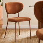Orel - Lot De 2 Chaises - Tissu Et Pieds Métal Effet Bois - Marron