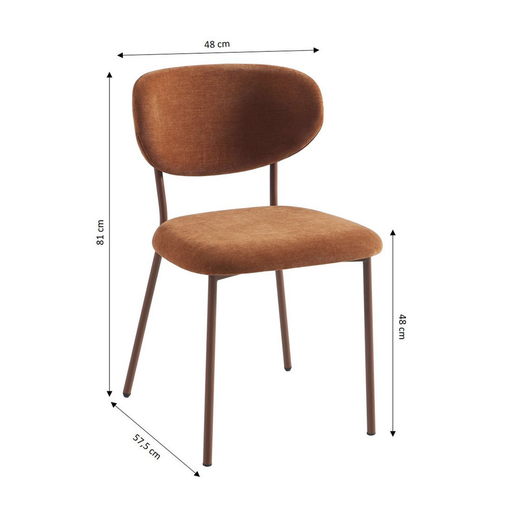 Orel - Lot De 2 Chaises - Tissu Et Pieds Métal Effet Bois - Marron