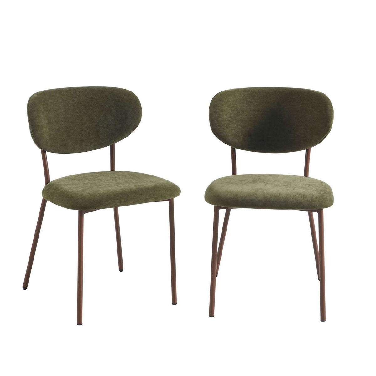 Orel - Lot De 2 Chaises - Tissu Et Pieds Métal Effet Bois - Vert