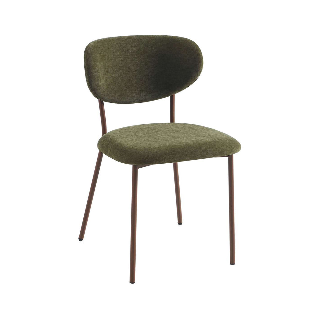 Orel - Lot De 2 Chaises - Tissu Et Pieds Métal Effet Bois - Vert