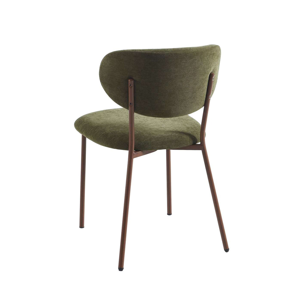 Orel - Lot De 2 Chaises - Tissu Et Pieds Métal Effet Bois - Vert