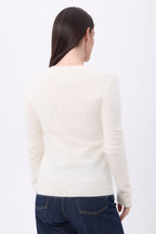 Pull Col V – Cachemire Brossé Orion - Ecoblanc - Femme - 100% Cachemire Brosse