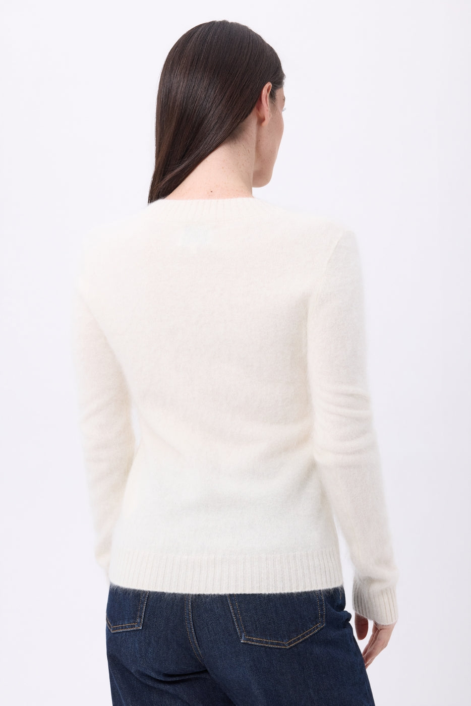 Pull Col V – Cachemire Brossé Orion - Ecoblanc - Femme - 100% Cachemire Brosse