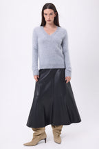 V-Ausschnitt-Pullover – Gebürstetes Kaschmir Orion - Hellgrau - Damen - 100 % Gebürstetes Kaschmir