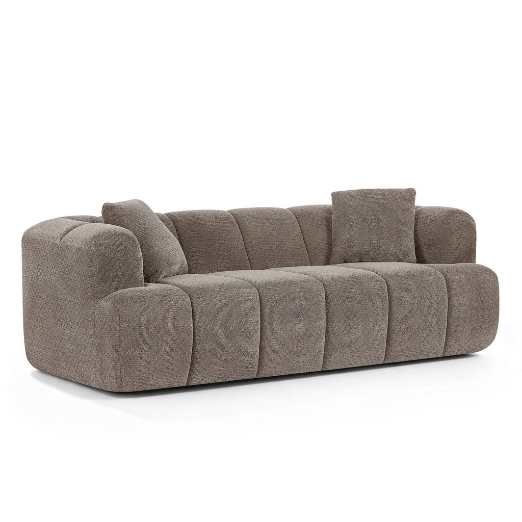 Orva - Canapé Droit Compressé 3 Places - Tissu Chenille - Taupe