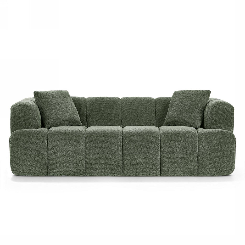 Orva - Canapé Droit Compressé 3 Places - Tissu Chenille - Vert