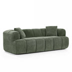 Orva - Canapé Droit Compressé 3 Places - Tissu Chenille - Vert