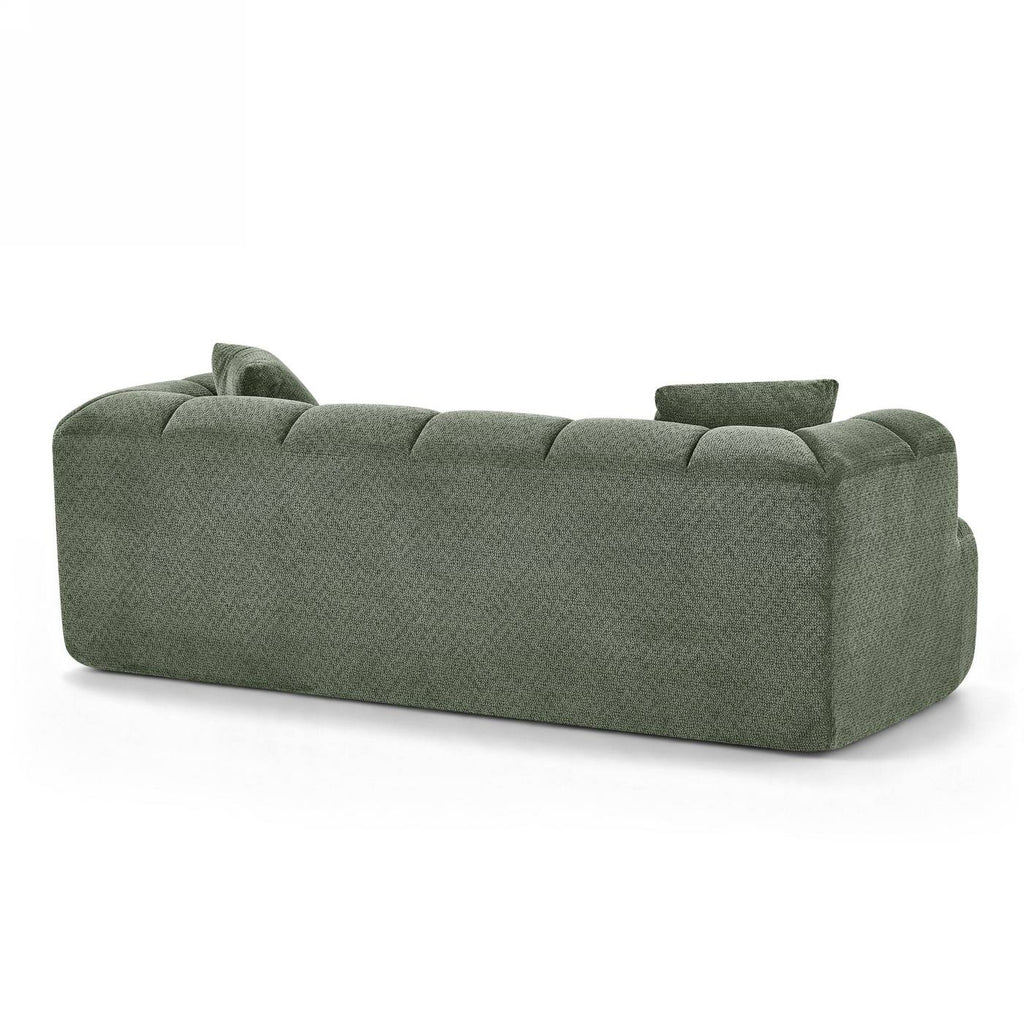 Orva - Canapé Droit Compressé 3 Places - Tissu Chenille - Vert