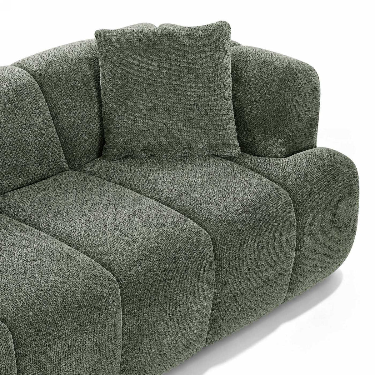 Orva - Canapé Droit Compressé 3 Places - Tissu Chenille - Vert