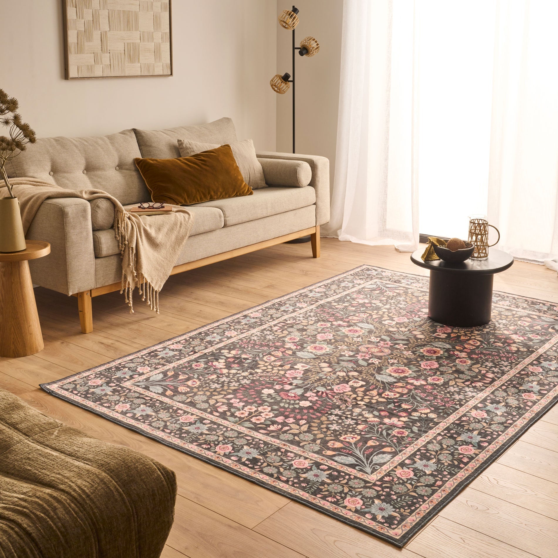 Alfombra con motivos tradicionales - Negro - Colección Otomana OTTOMAN