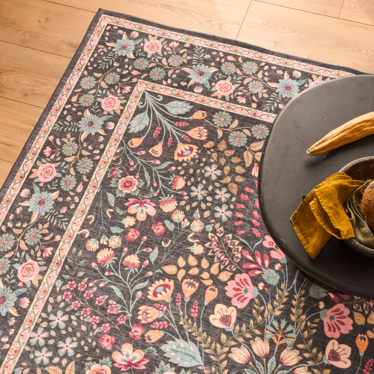 Alfombra con motivos tradicionales - Negro - Colección Otomana OTTOMAN