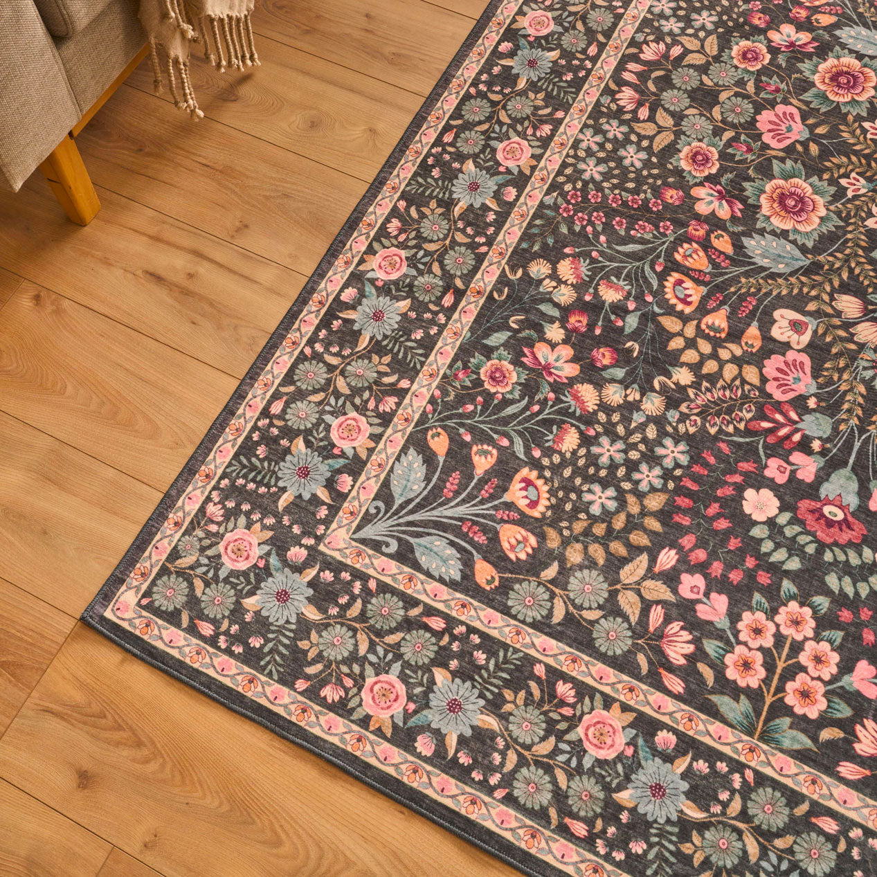 Alfombra con motivos tradicionales - Negro - Colección Otomana OTTOMAN
