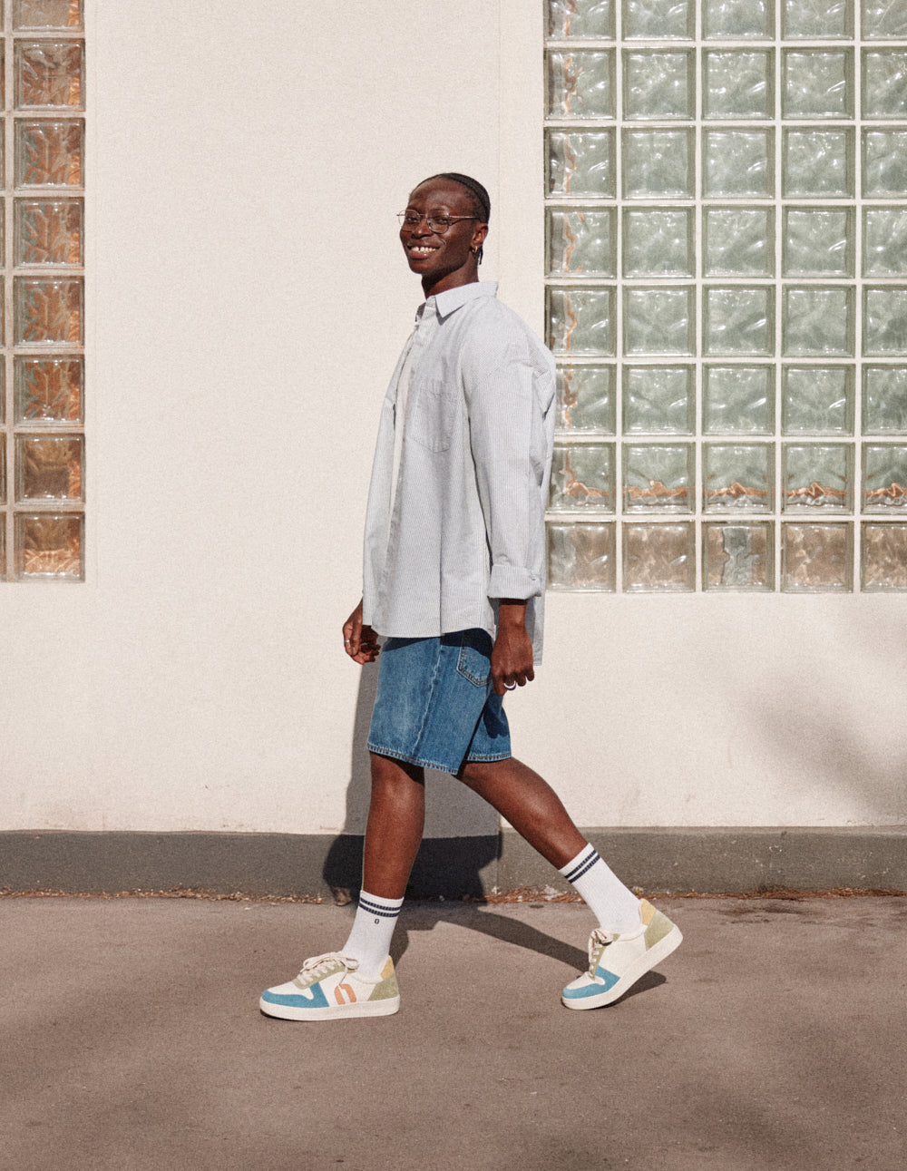 Matthieu Low Top Sneakers - Sky Blue Ecru Khaki