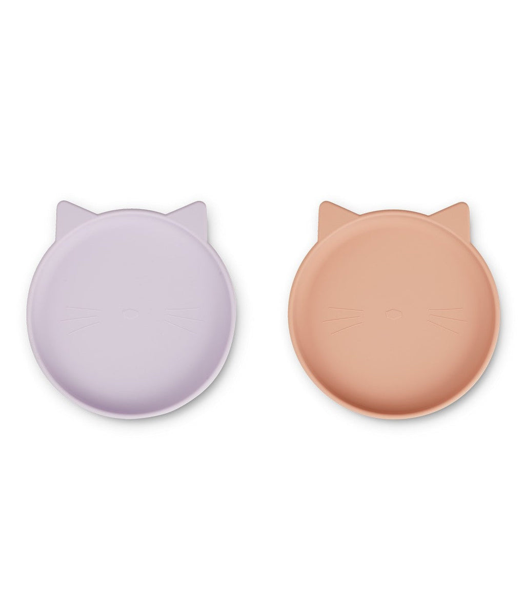 Lot De 2 Assiettes Olivia - Mélange De Roses Lavande Clair Pour Chat