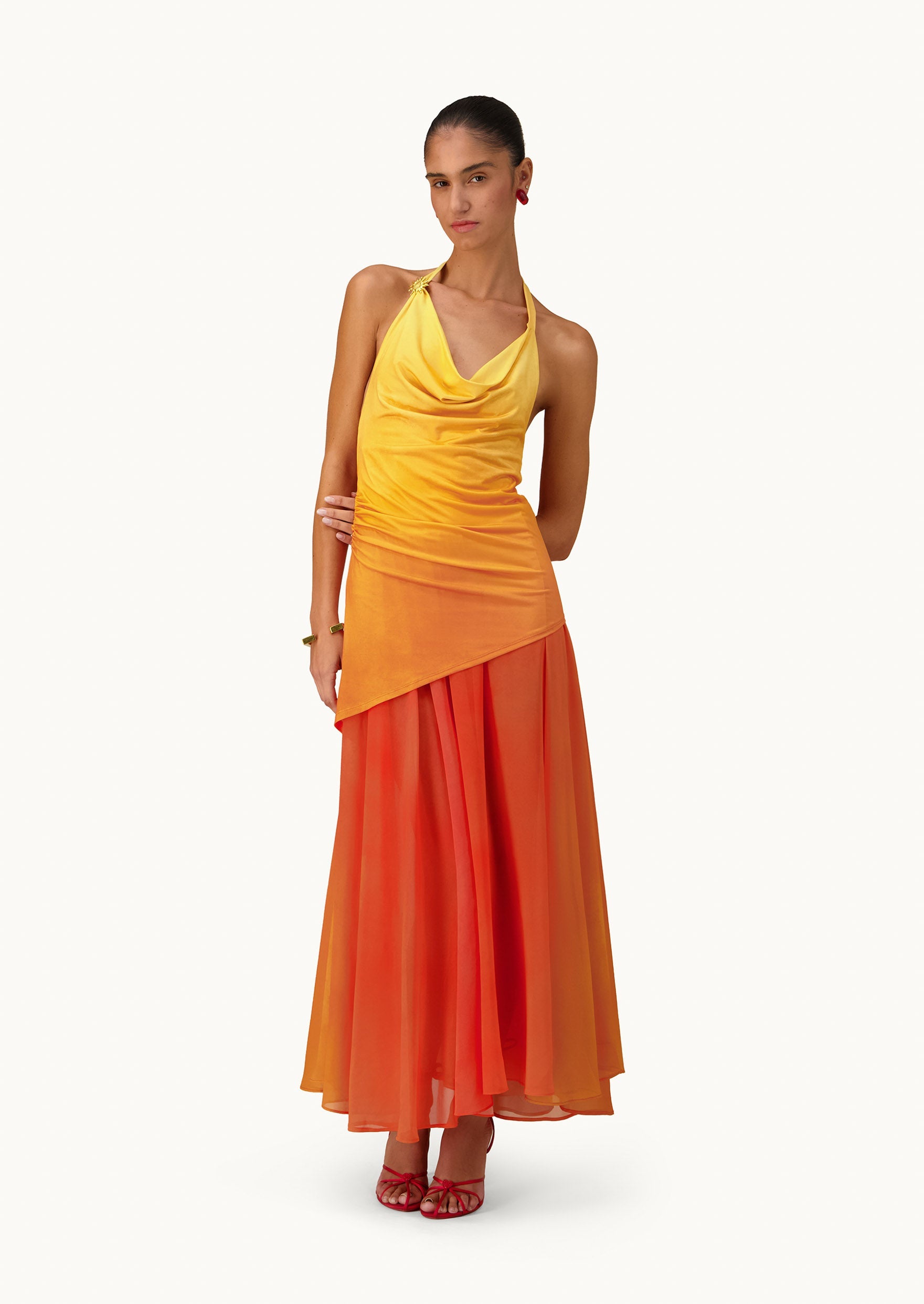 Vestido pajarito naranja