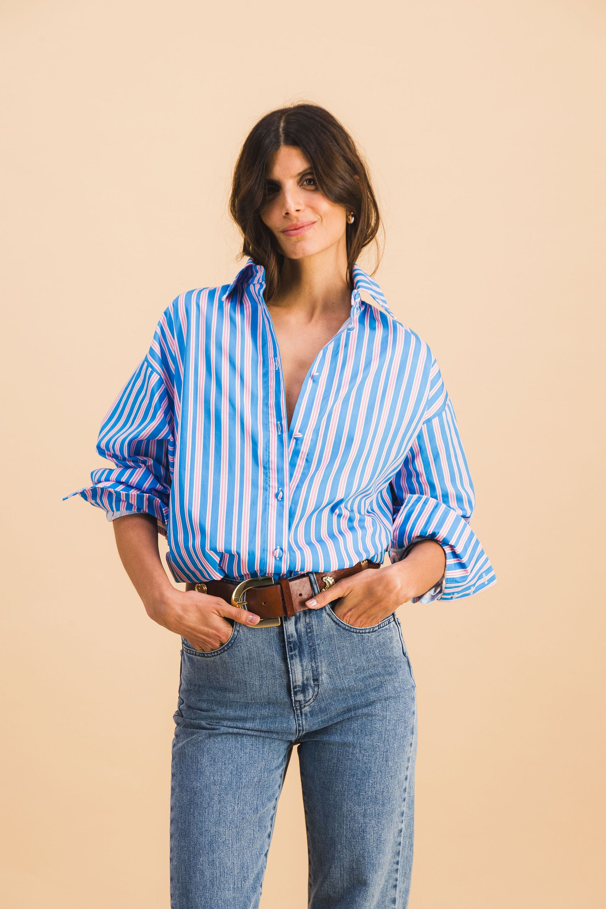 Dona Stripes Blue And Pink Shirt