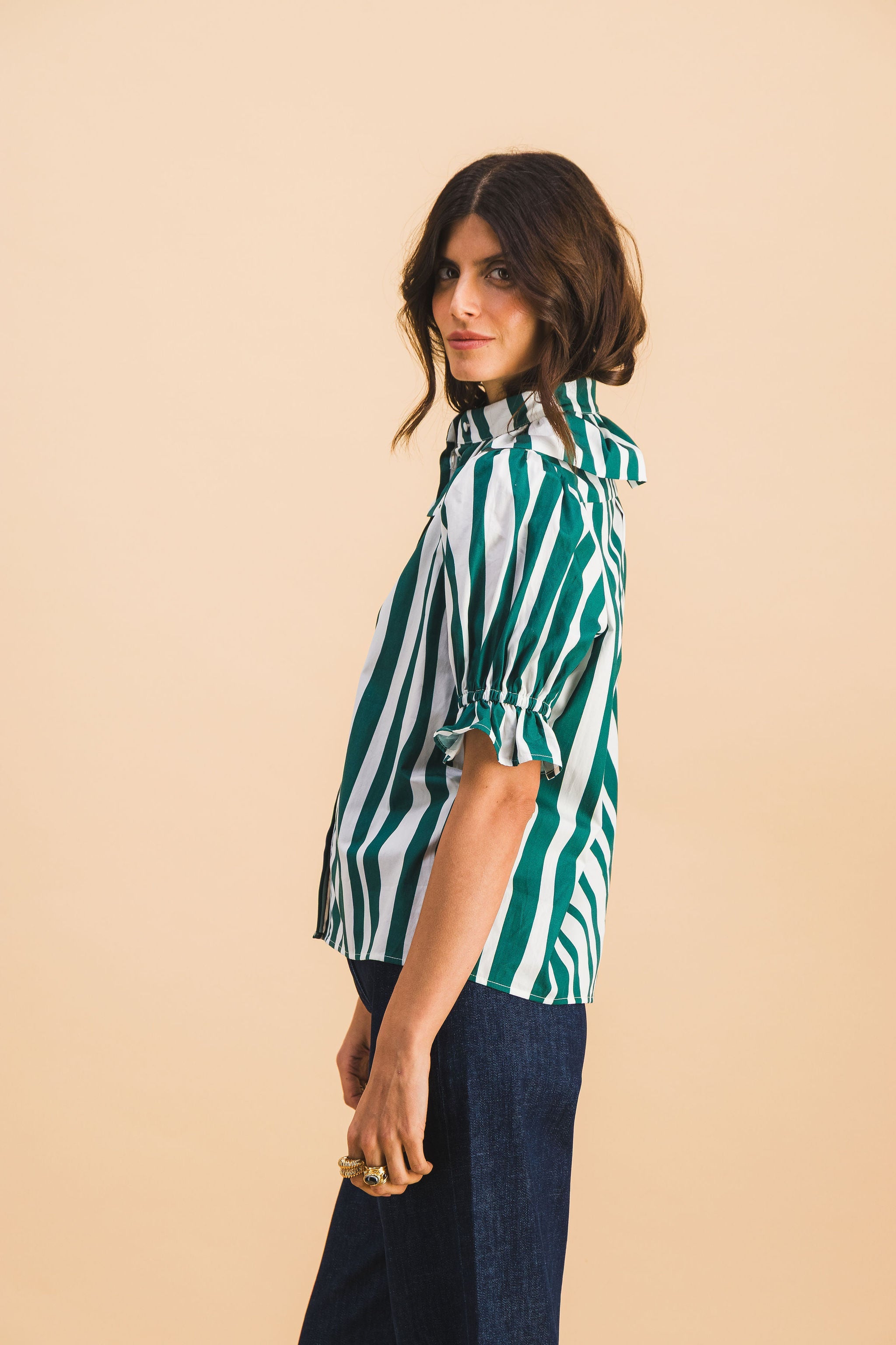 Camisa Coline Líneas Verdes