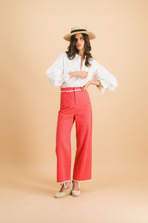 Pantalones Georgia a cuadros rojos