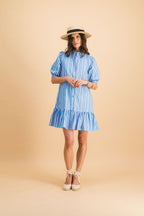 Vestido Rayas Clementina Azul Y Rosa