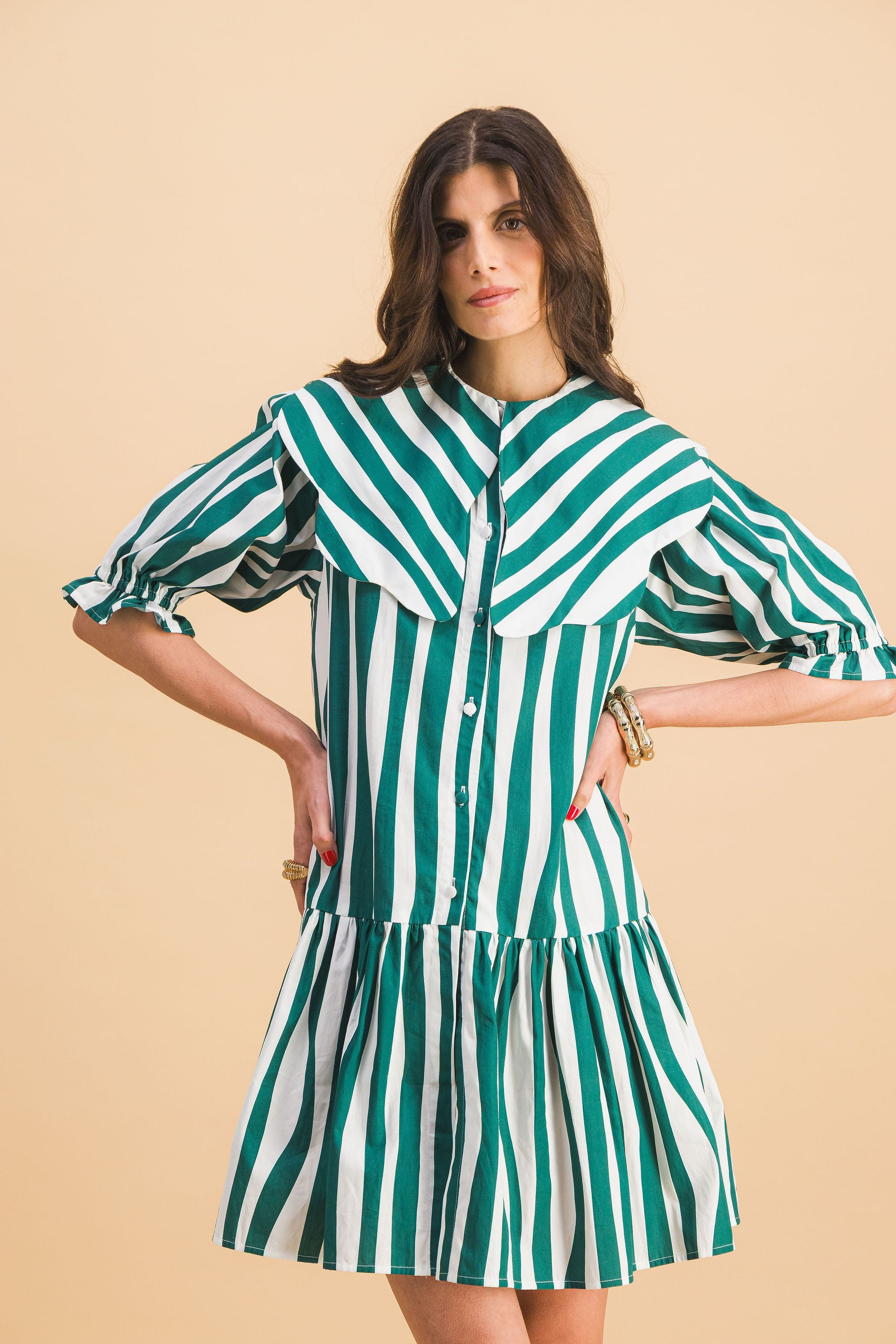 Chloebe Green Lines Dress
