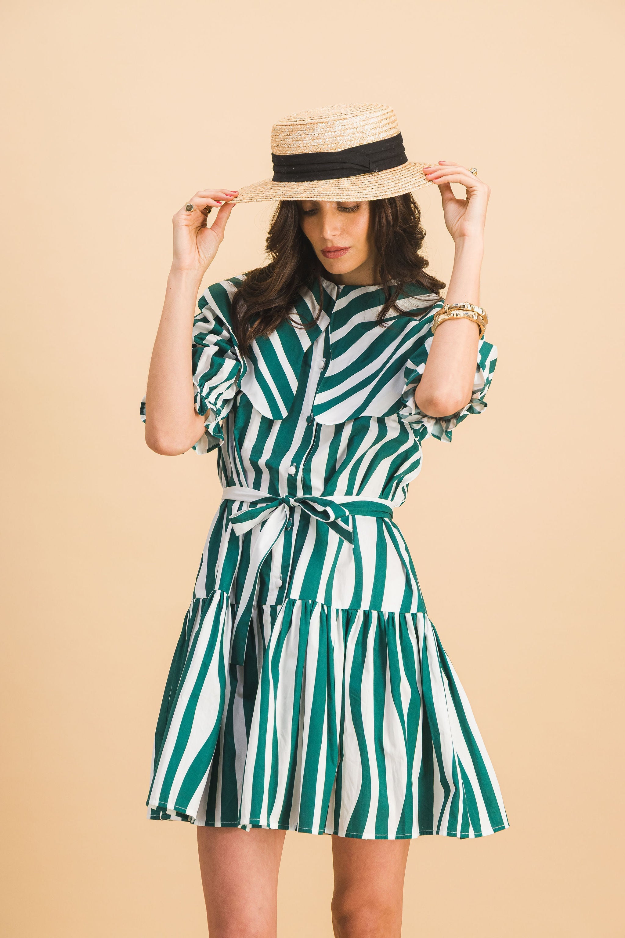 Chloebe Green Lines Dress