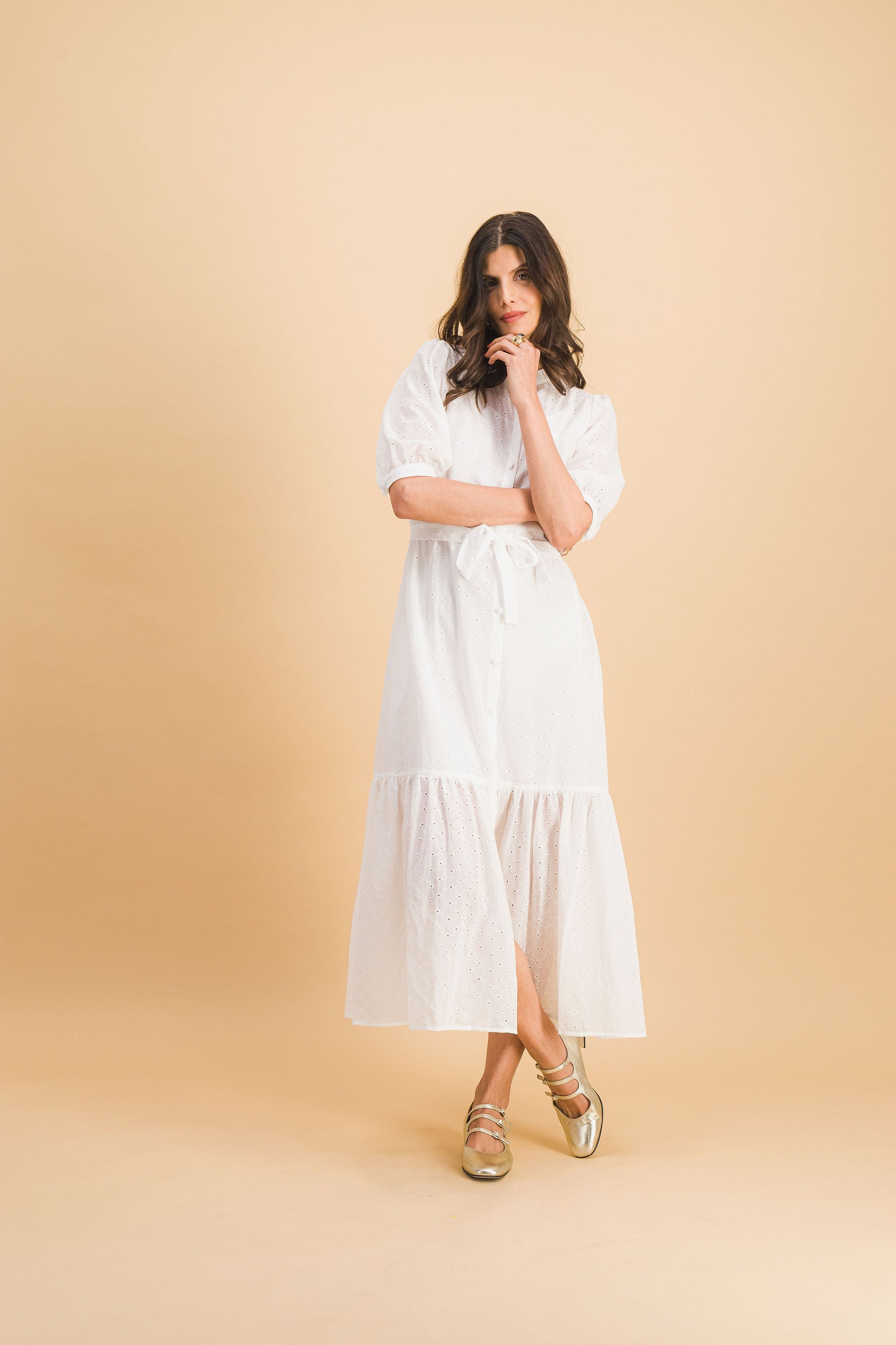 Clemence Dress In Embroidered Cotton X Donatelle Godart