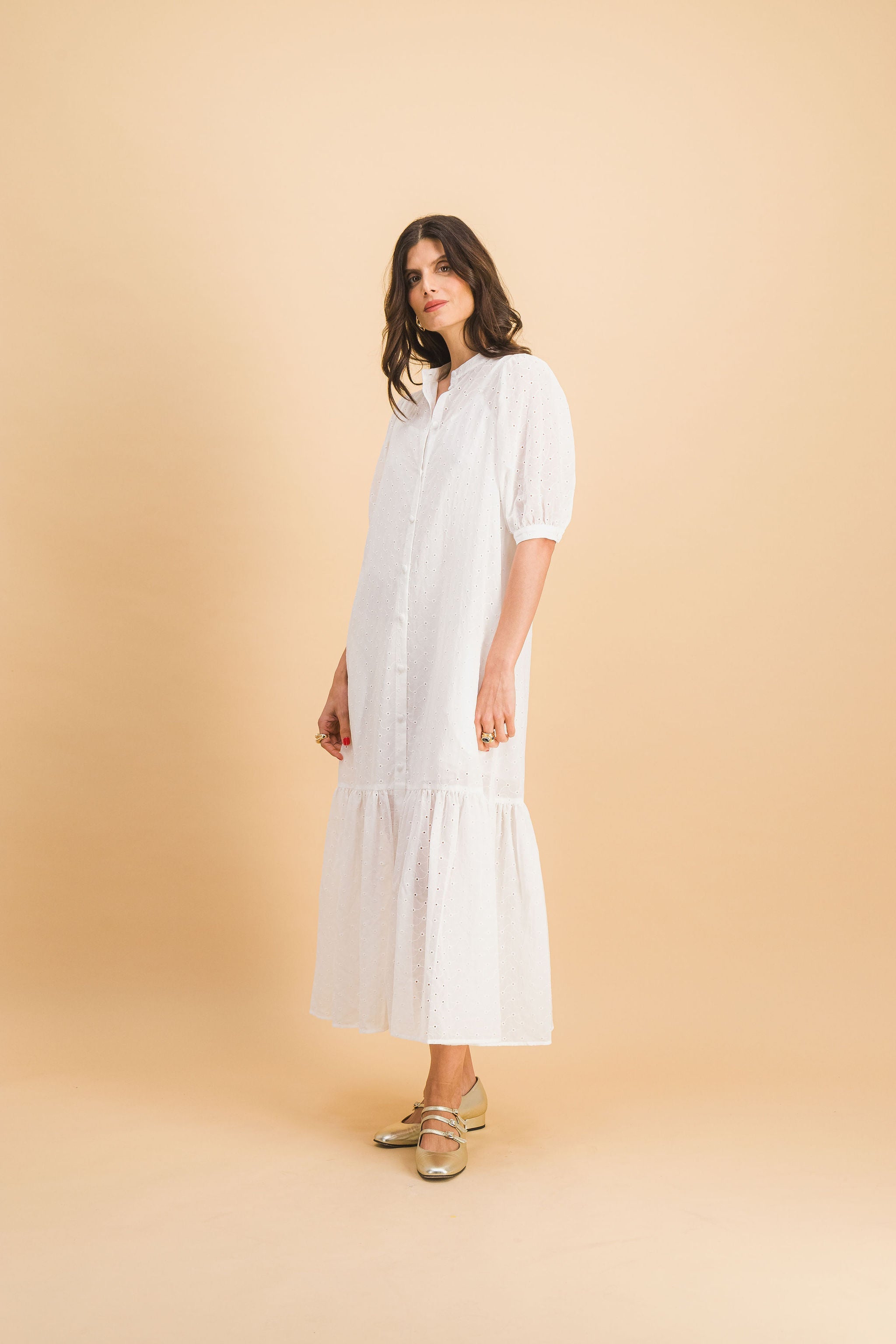 Clemence Dress In Embroidered Cotton X Donatelle Godart