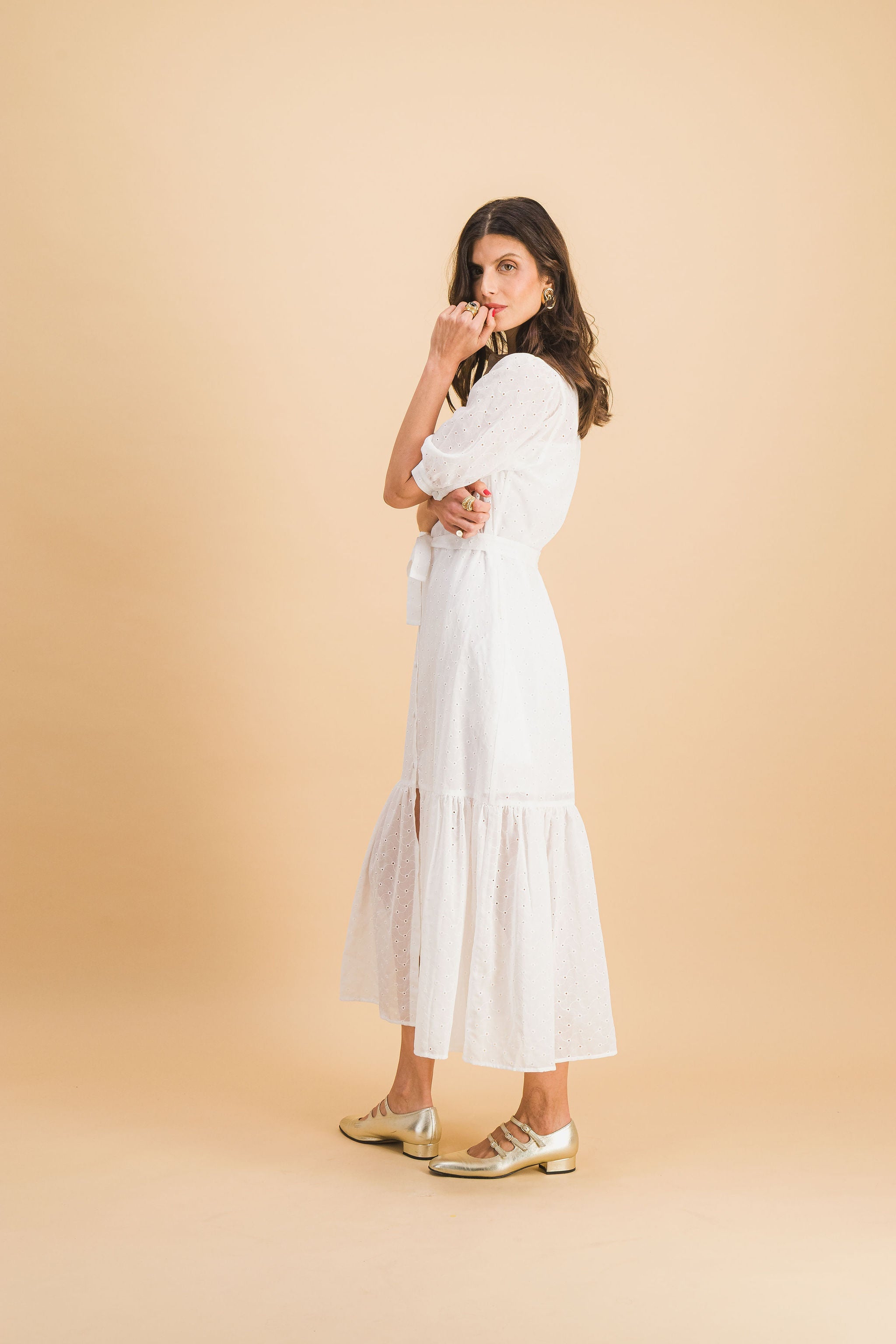 Clemence Dress In Embroidered Cotton X Donatelle Godart