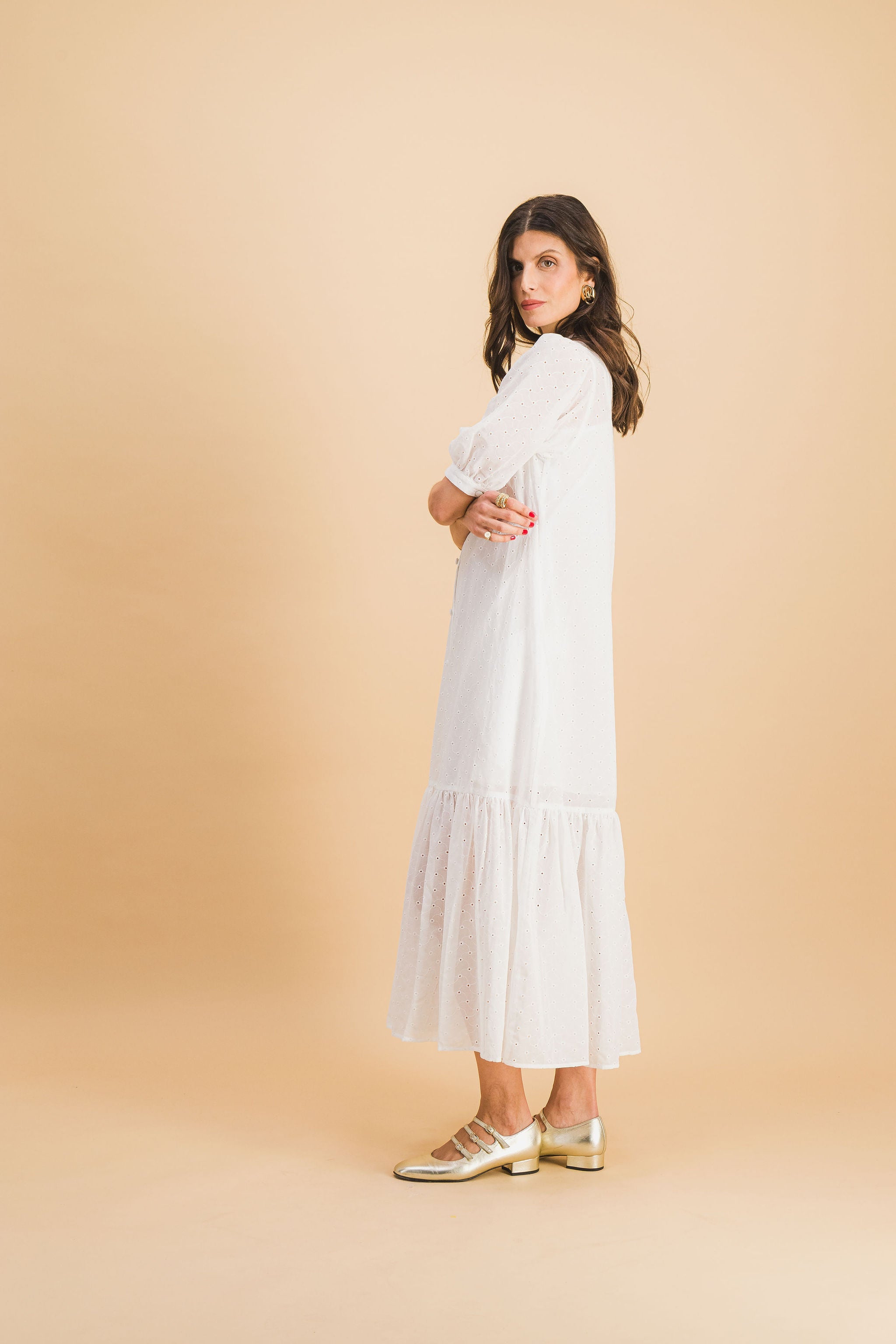 Clemence Dress In Embroidered Cotton X Donatelle Godart