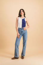 Top Abie Bi-Color Blue And White