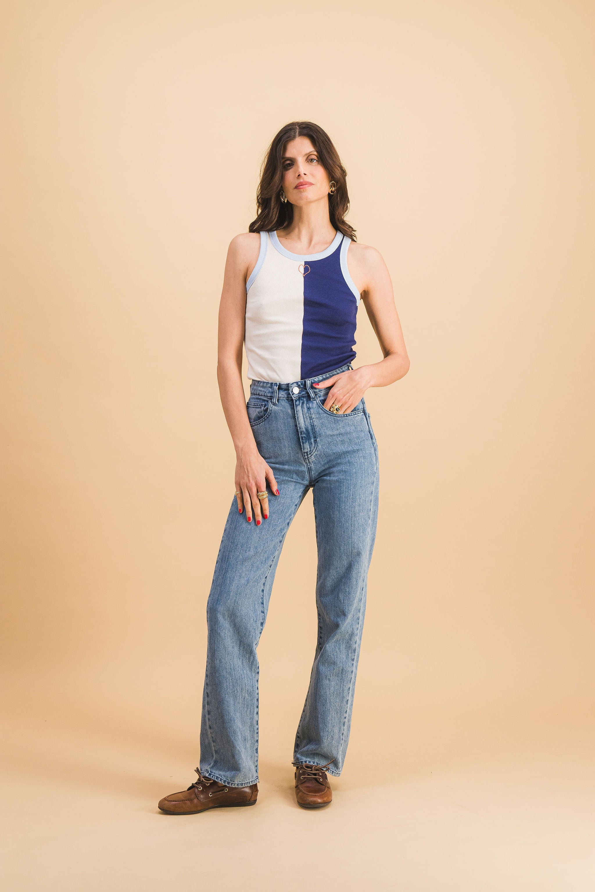 Top Abie Bi-Color Blue And White