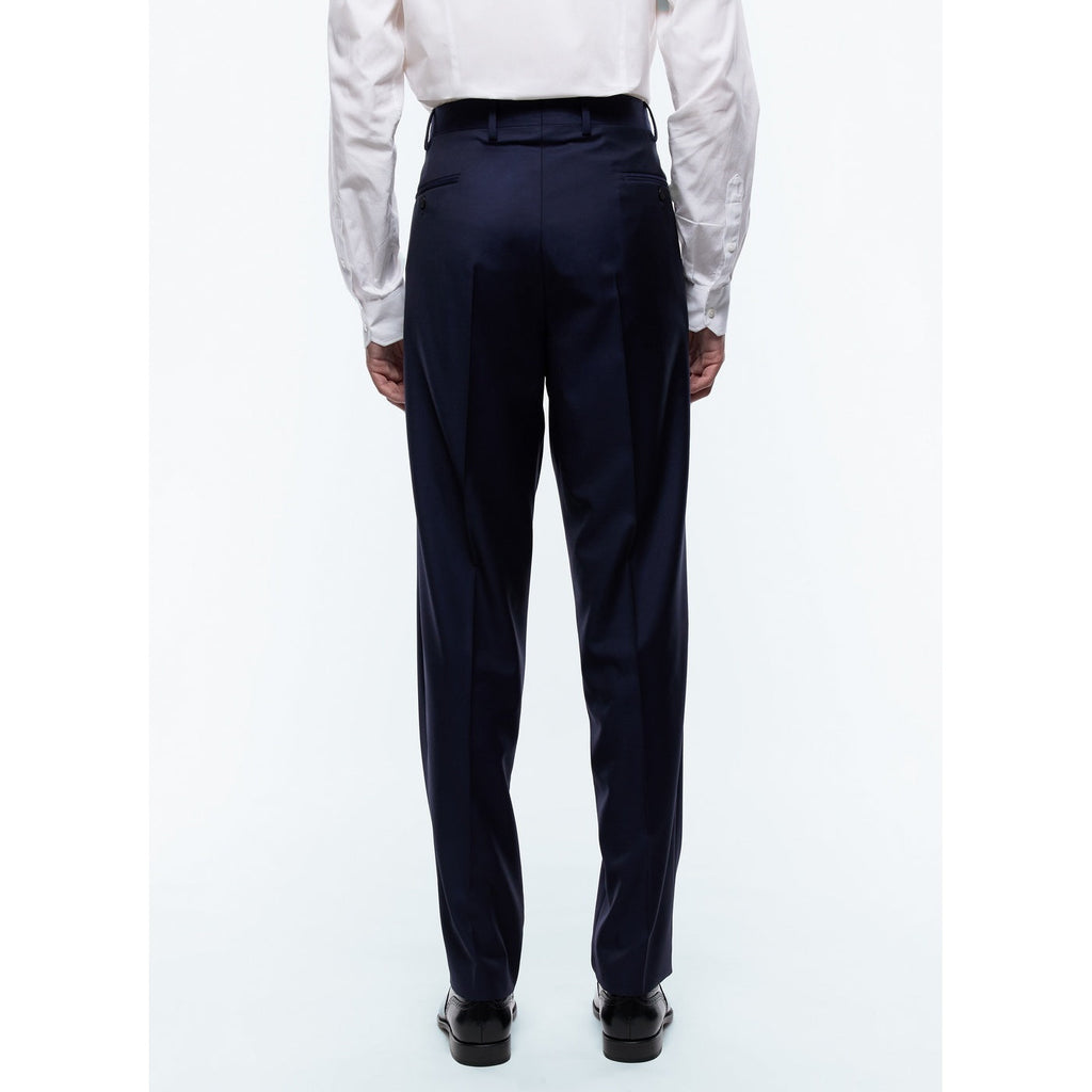 Super 140'S Navy Plain Serge Suit Pants - Carbon