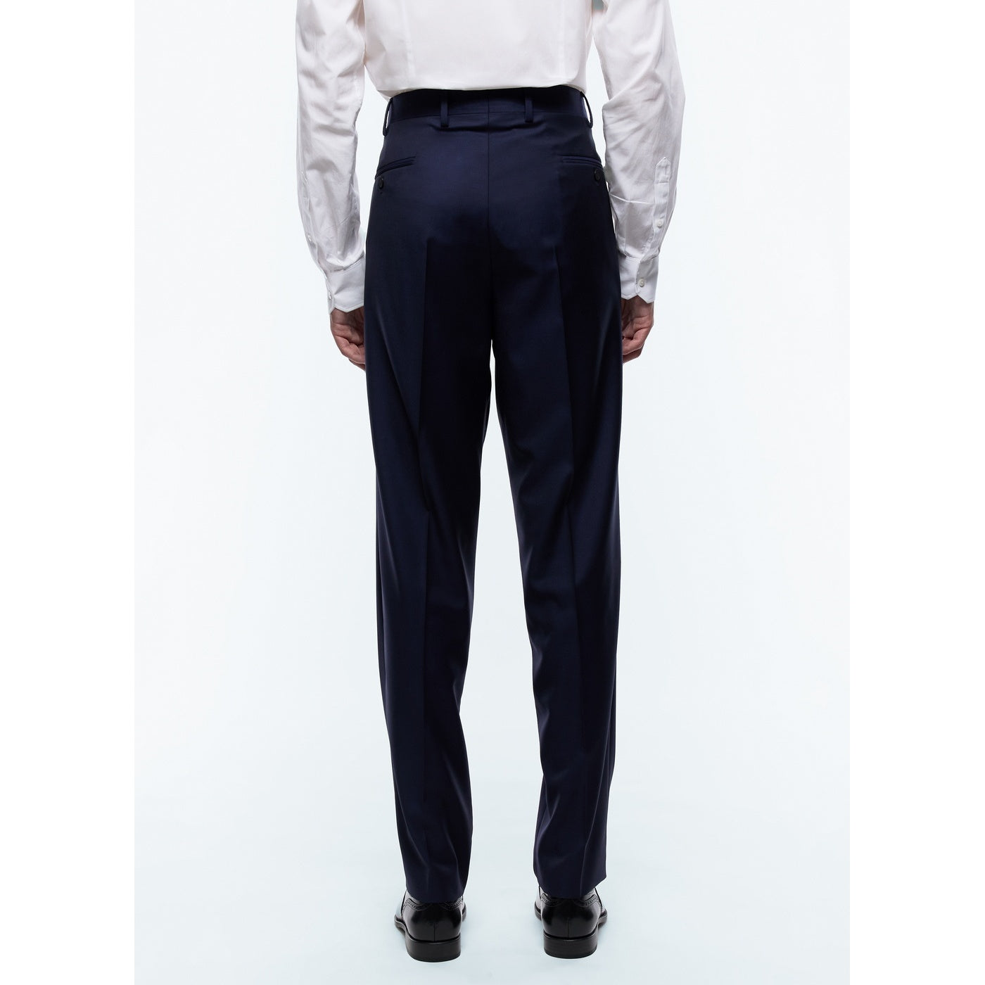 Super 140'S Navy Plain Serge Suit Pants - Carbon